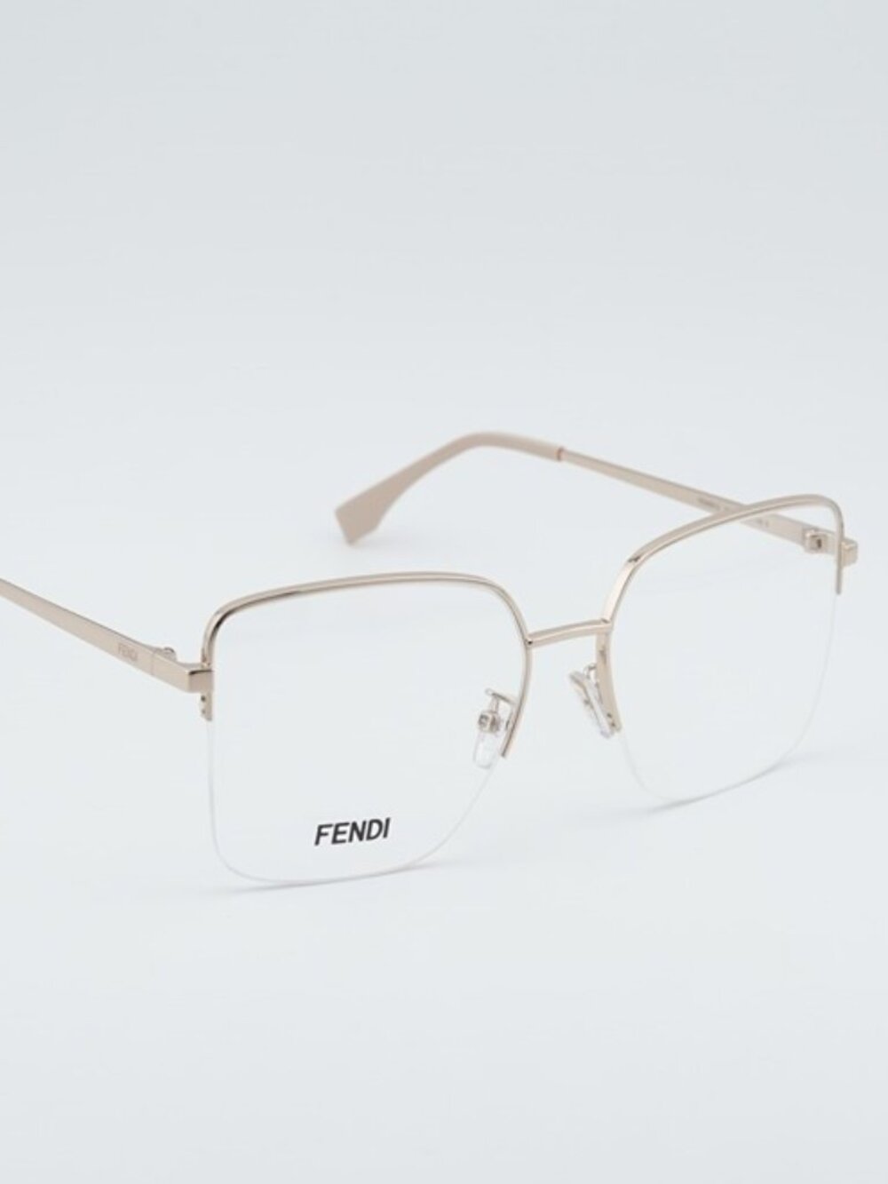 Fendi FE50091U 028 Semi Rim Eyeglasses Gold 56mm Square Frame